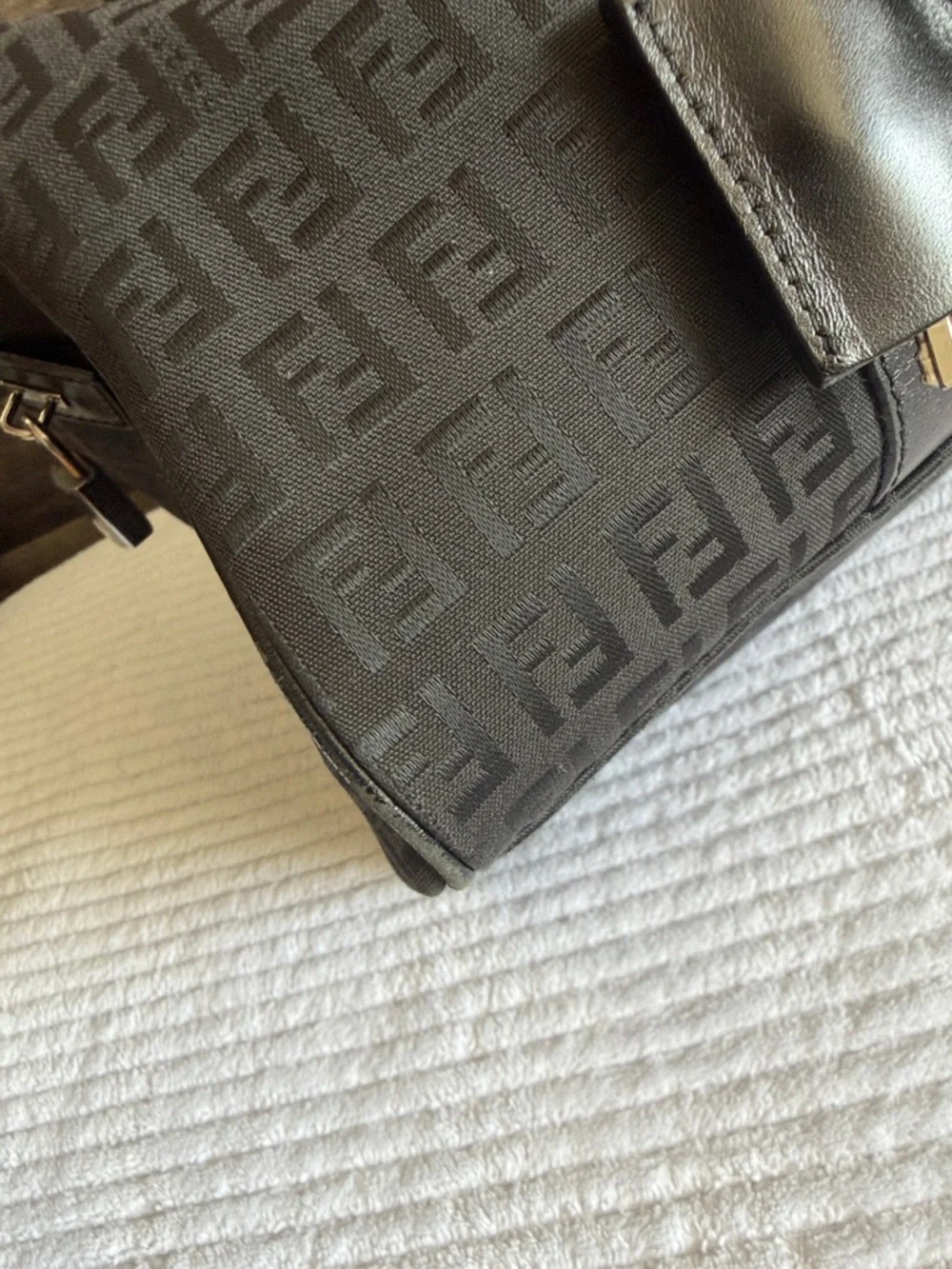 Fendi Black FF Logo Boston bag